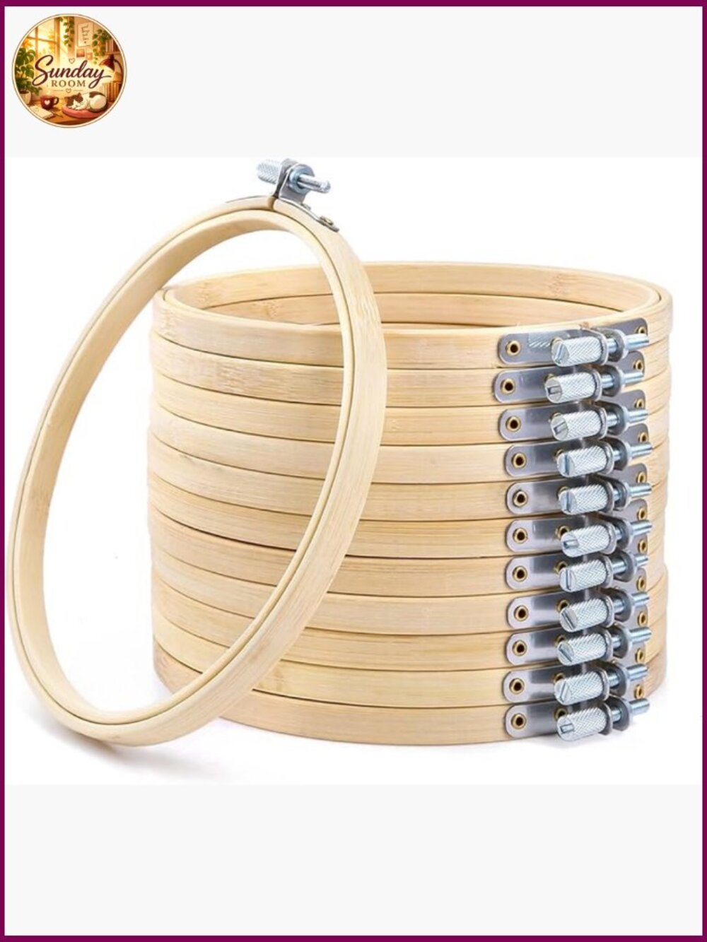12 Piece 7 Inch Bamboo Embroidery Hoops for Cross Stitch Sewing Crafts Wall